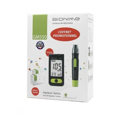 Coffret Bionime - Glucomètre + 1 boite de 100 bandelettes Coffret Bionime - Glucomètre + 1 boite de 100 bandelettes
