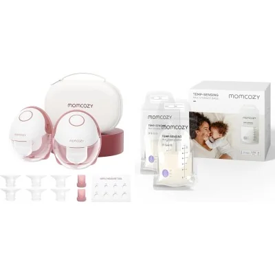 Momcozy M6 Tire-Lait Electrique Mains Libres Portable&Momcozy Sachets de Congélation Lait Maternel 180mL