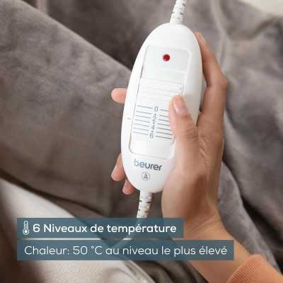Beurer HD 75 Cozy Couverture chauffante, couverture électrique confortable en apparence de fourrure