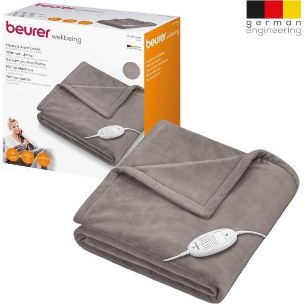 Beurer HD 75 Cozy Couverture chauffante, couverture électrique confortable en apparence de fourrure