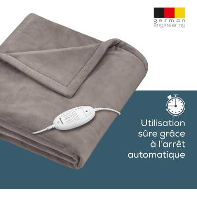 Beurer HD 75 Cozy Couverture chauffante, couverture électrique confortable en apparence de fourrure
