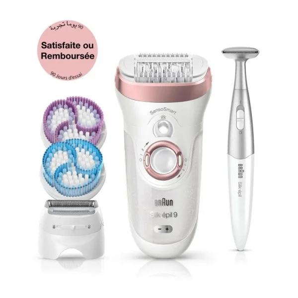 Braun épilateur électrique Braun Silk-épil 9 9/980 SkinSpa SensoSmart avec 13 Accessoires et tondeuses 3-en-1