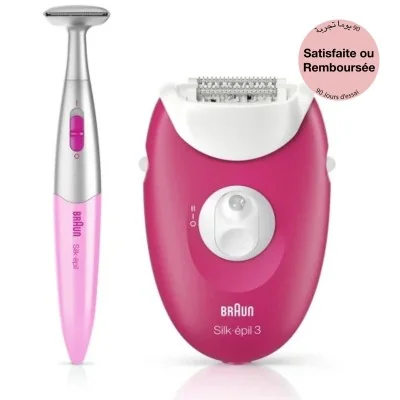 BRAUN Épilateur Silk-épil 3 3-420 avec 2 accessoires / BLANC & ROSE