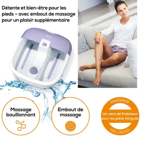 Beurer Bain bouillonnant pour les pieds beurer Wellbeing - Mauve & blanc