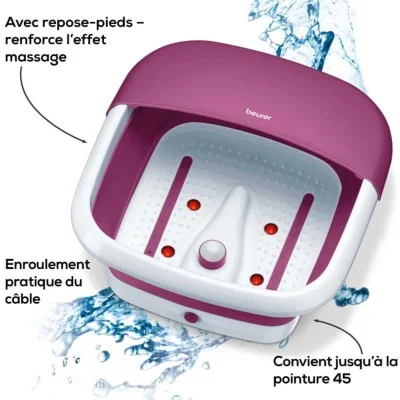 beurer Bain bouillonnant pour les pieds pliable beurer Wellbeing Violet & blanc beurer Bain bouillonnant pour les pieds pliable beurer Wellbeing Violet & blanc