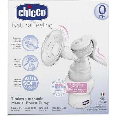 Chicco Tire-lait Manuel Natural Feeling, Ergonomique et Rapide, avec Tétine Inclinée et Couvercle Hermétique - 150 ml